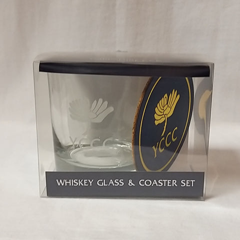 whiskey glass and coaster