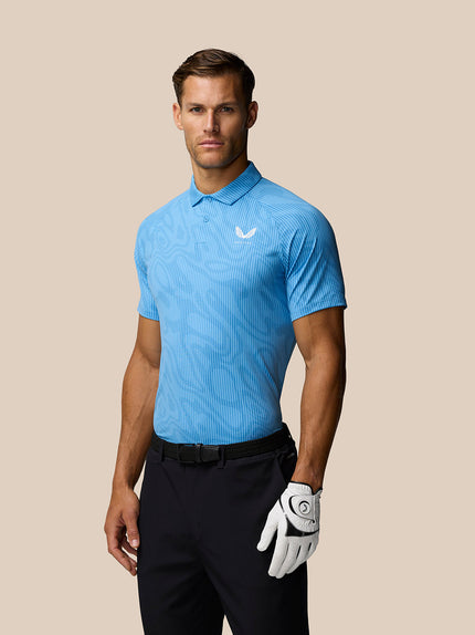 Golf Club Glow Printed Polo - Cool Blue/White