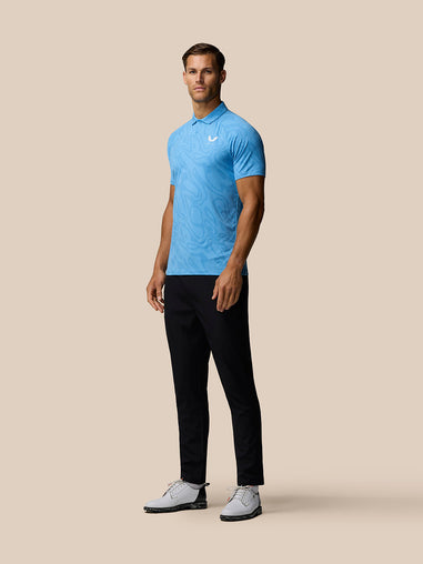Golf Club Glow Printed Polo - Cool Blue/White