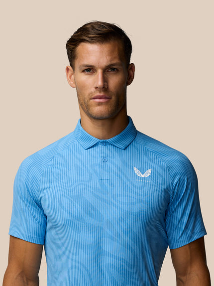 Golf Club Glow Printed Polo - Cool Blue/White