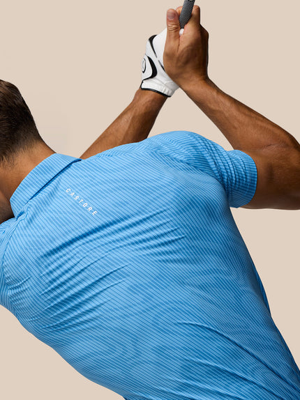 Golf Club Glow Printed Polo - Cool Blue/White