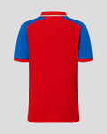 Back view of Junior 26/27 T20 Short Sleeve Shirt in red with blue shoulder panels