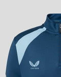 Blue Junior 26/27 Training Midlayer Top with light blue shoulder panels and the Three Lions crest