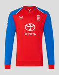 Red T20 sweater with blue contrast sleeves and embroidered Three Lions crest