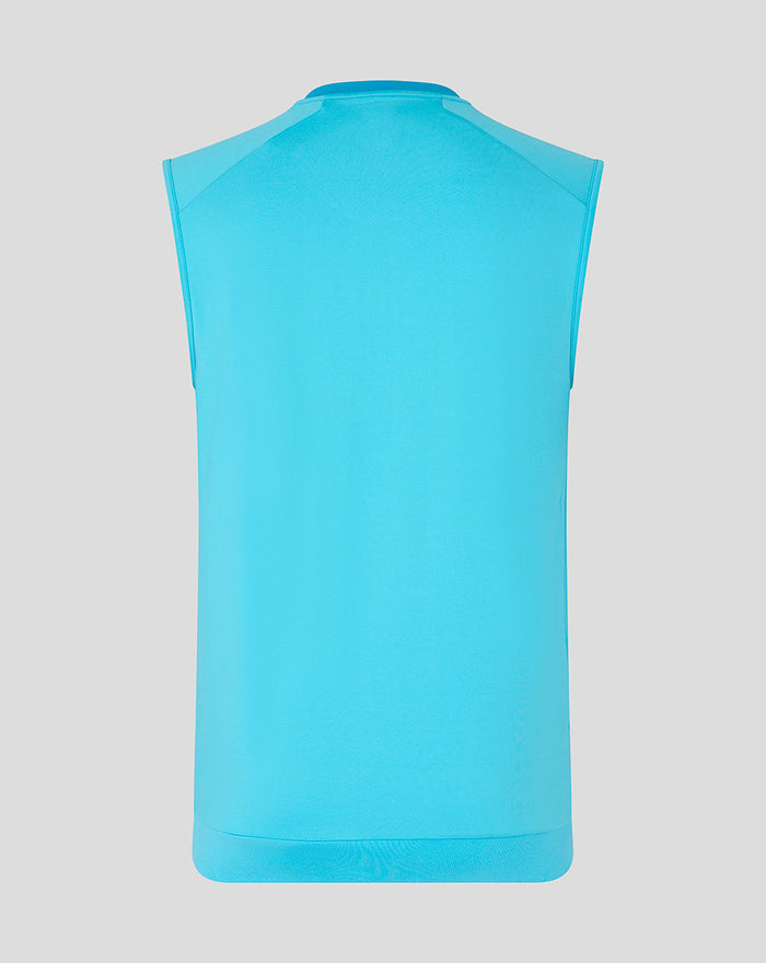 Back view of bright blue ODI sleeveless training vest