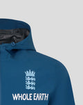 Ensign blue men's training rain jacket with hood and Whole Earth crest on the chest.