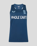 Ensign blue training racer back with bold Whole Earth graphic and England cricket crest
