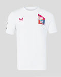 White Junior 26/27 T20 WWC short sleeve T shirt with pink Castore wing logo on the chest