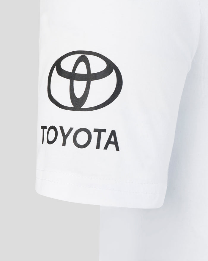 White junior T20 WWC short sleeve shirt with large black Toyota logo on chest