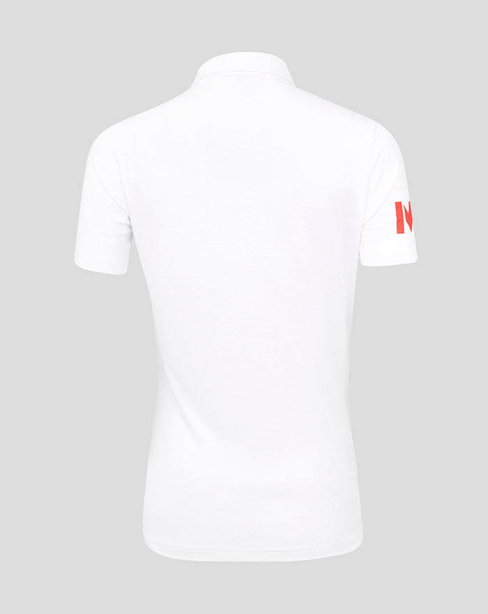 Back view of a white ECB Women 25/26 Test replica short sleeve shirt.