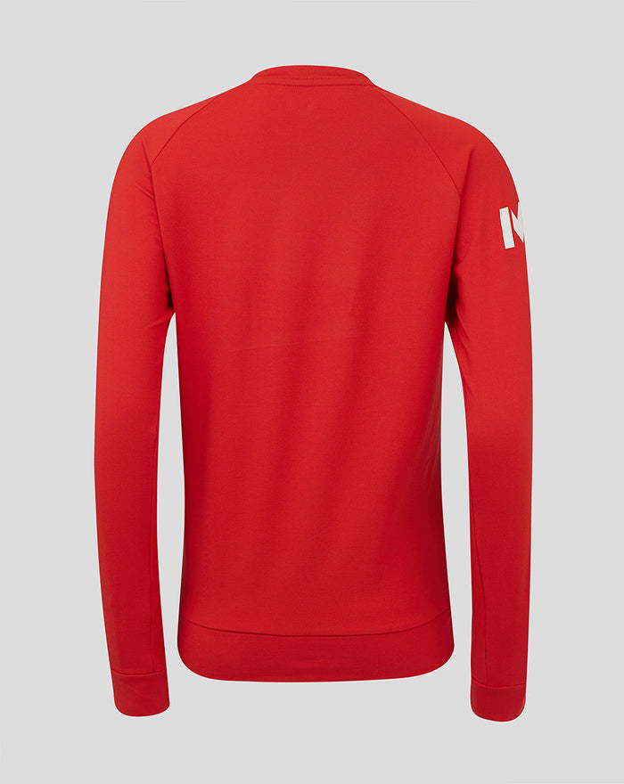Back view of red ECB Women's 25/26 T20 sweater with clean design and curved hem