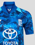 ECB Women's 25/26 Odi Replica short sleeve cricket jersey in blue camouflage with England crest and Toyota logo