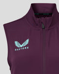 Purple ECB Women's 25/26 Training Gilet with light blue winged Castore logo on chest and front zipper