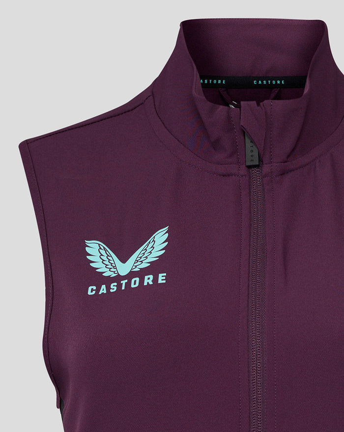 Purple ECB Women's 25/26 Training Gilet with light blue winged Castore logo on chest and front zipper
