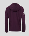 Back view of ECB Women's 25/26 Training Rain Jacket in deep plum with hood