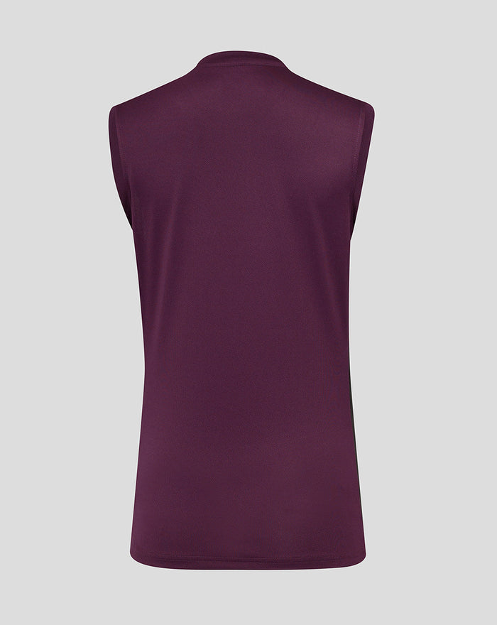 Back view of burgundy ECB women's training vest.
