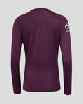 Back view of ECB Women's 25/26 Training Long Sleeve Tee in deep plum with black side panels
