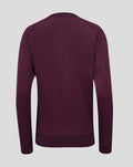 Back view of ECB training sweatshirt in blackberry wine showing ribbed hem and cuffs