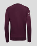Back view of burgundy ECB women's training sweatshirt with sleeve logo visible.
