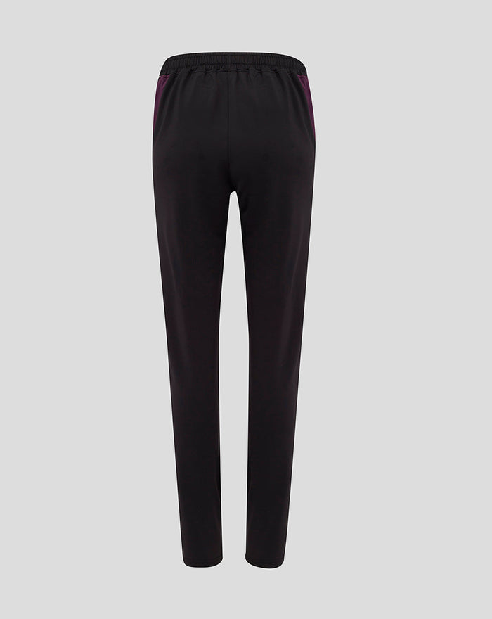 Back view of ECB Women's 25/26 training pants in black with purple side panels
