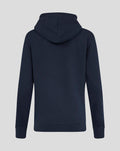 Back view of navy Yorkshire hoodie with hood