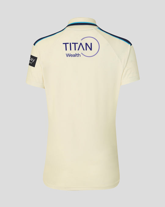 Cream county cricket jersey back view featuring Titan Wealth logo on the upper back