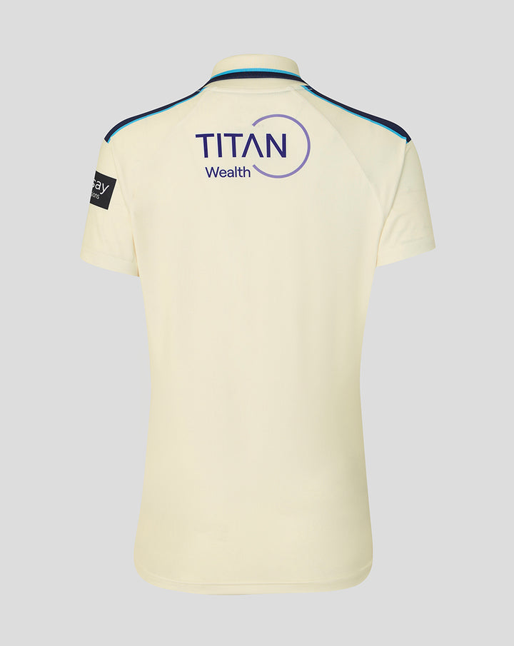 Cream county cricket jersey back view featuring Titan Wealth logo on the upper back