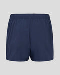 Back view of navy Yorkshire woven training shorts with an elastic waistband and zip pocket.