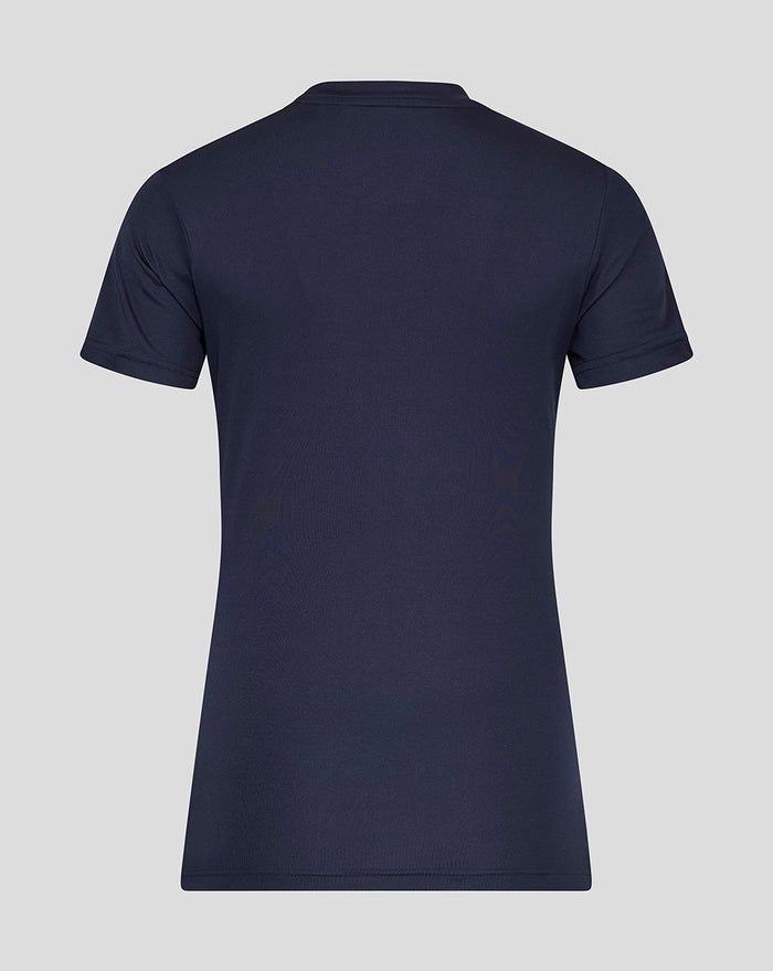 Rear view of navy Womens Yorkshire Short Sleeve Training Tee in polyester interlock