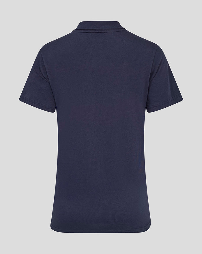 Back view of navy Yorkshire polo showing collar and plain back with no visible branding.
