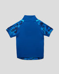 Back view of ECB Infant 25/26 Odi Replica short sleeve shirt in bright blue with camo sleeves