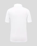 Back view of white England Test short sleeve cricket shirt with collar and clean minimal design