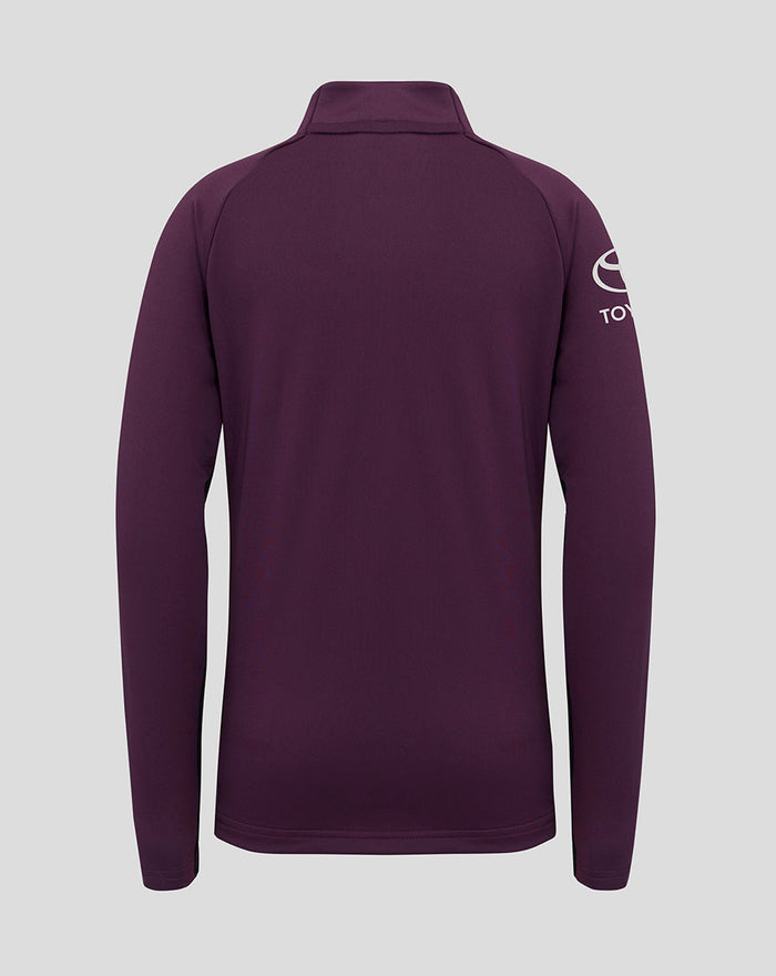 Back view of ECB Junior 25/26 1/4 Zip Training Top in deep purple