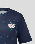 Juniors Yorkshire graphic training jersey navy with white flower crest and turquoise splatter detail