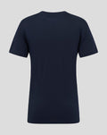 Back view of navy Yorkshire tee showing a plain back with subtle neckline tag