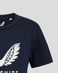 Navy juniors Yorkshire logo tee with large white wing graphic on the chest