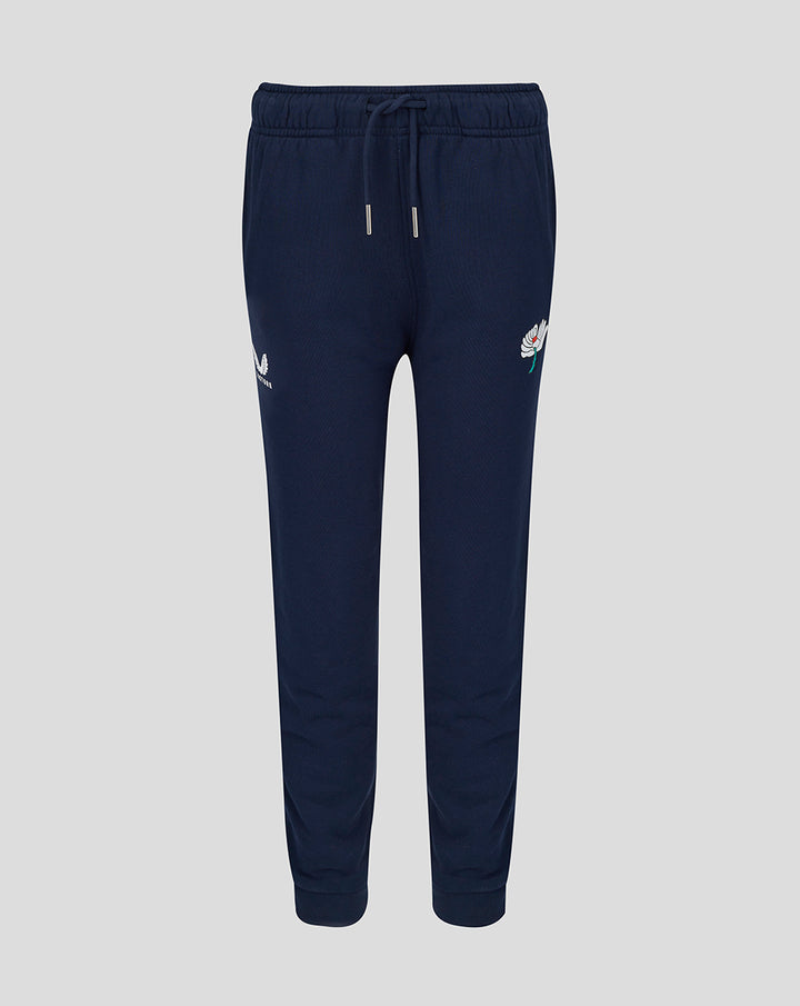 Navy Junior 26/27 joggers with white rose crest on the thigh and drawstring waist.