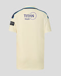 Cream junior county cricket jersey shown from the back with Titan Wealth logo and blue shoulder piping
