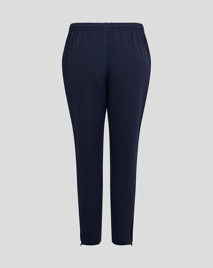 Back view of navy Juniors Yorkshire Track Pant with an elastic waistband.