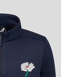 Navy juniors Yorkshire brushback fleece quarter zip with chest logo