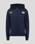 Navy juniors Yorkshire zip through brushback hoodie with hood front zip and chest logo