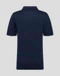 Back view of navy juniors short sleeve training polo with a clean plain design and no visible logos.