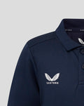 Navy juniors Yorkshire short sleeve training polo with white Castore wing logo on chest