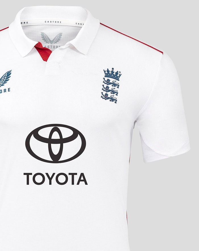 White England cricket jersey with England crest on the left chest and Toyota sponsor logo
