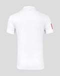 Back view of white ECB replica short sleeve shirt with minimal branding visible at the collar