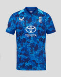 Blue ECB 25/26 Pro ODI short sleeve shirt with camouflage pattern, England crest, Castore logo, and Toyota sponsor.