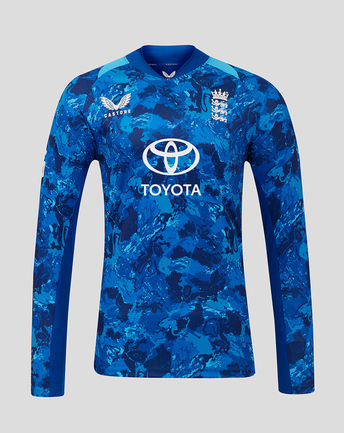 England cricket 25/26 ODI pro long sleeve shirt in blue camouflage with Toyota sponsor and England crest