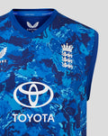 ECB Men's 25/26 ODI sleeveless vest in blue camo with England crest and Toyota sponsor