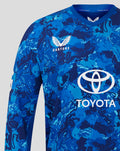 Blue camo ECB Odi Sweater with Castore emblem on the chest and Toyota logo across the front