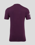Back view of a maroon men's England cricket cotton training T shirt